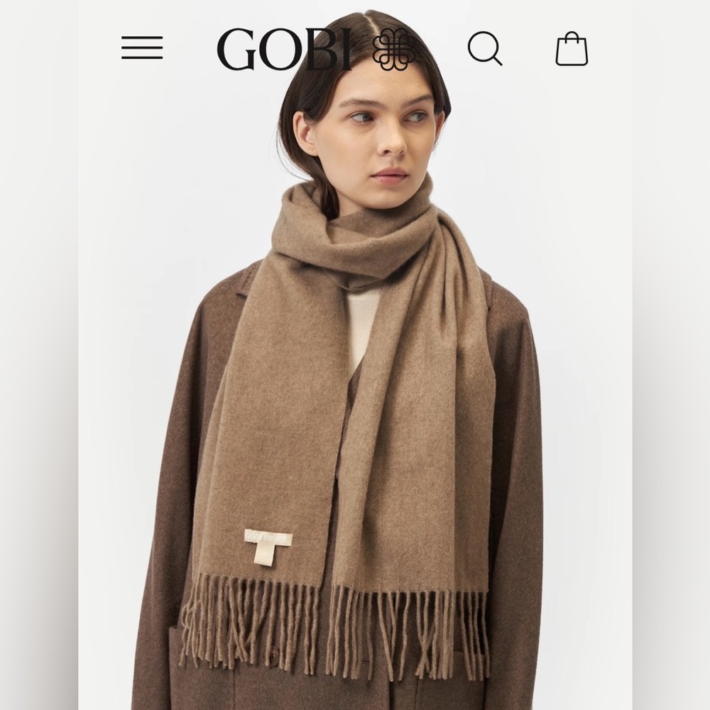 Gobi Mongolian Organic Cashmere Fringed Scarf - Picture 2 of 8